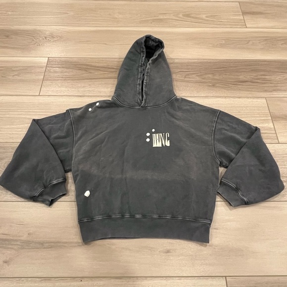 Anine Bing Alec Hoodie Bleached Faded Black Size XS - Picture 1 of 9
